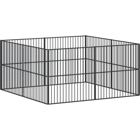 Maison Exclusive - Box per Cani 8 Pannelli Nero Acciaio Zincato