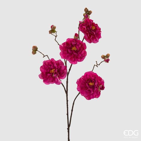 EDG Enzo De Gasperi Camelia Jumbo Ramo x4 Fiori e Bocciolo H 100 Cm Magenta – Fiore Artificiale Decorativo Design Elegante