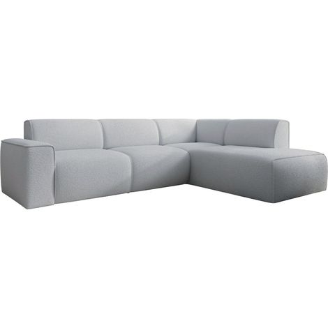Selsey Bouvi – Ecksofa mit seitlicher Rückenlehne an der Ottomane, rechts, hellgrau, Bouclé