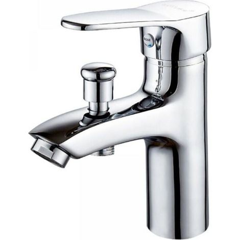Badewannenarmatur, Einloch-Doppelarmatur für Warm- und Kaltwasser, Duschmischer aus Aluminiumlegierung, Badezimmer-Duscharmatur, Etikett