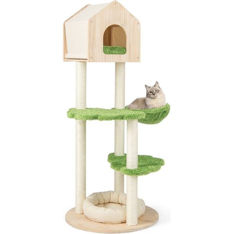 139 cm katzenbaum mit sisal kratzpfosten springplattformen liegeplatz hangematte