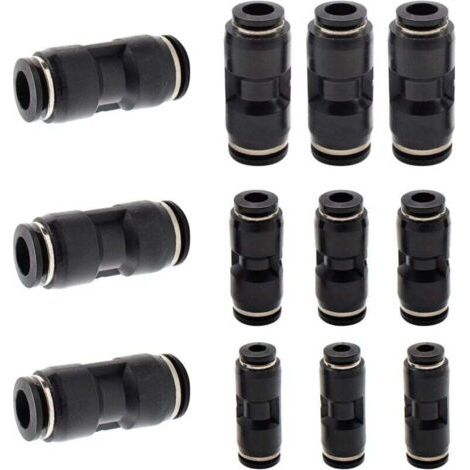 12 Pièces Raccords Rapides Pneumatiques,Union Droite en Plastique Connect, Noir Pousser le Connecteur Rapide, Convient pour L'équipement Trachéal (1/4)