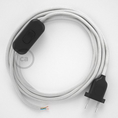 Creative-Cables Cablâge pour lampe avec câble en coton de 1,8 m – (Câble 2x0,75 mm² blanc RC01, fiche EU et interrupteur noirs) – Conforme aux normes de sécurité (1/5)