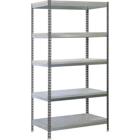 Estantería metálica sin tornillos SIMON GARDEN de 5 estantes (200x100x60cm) GRIS Y GALVANIZADO (1/4)