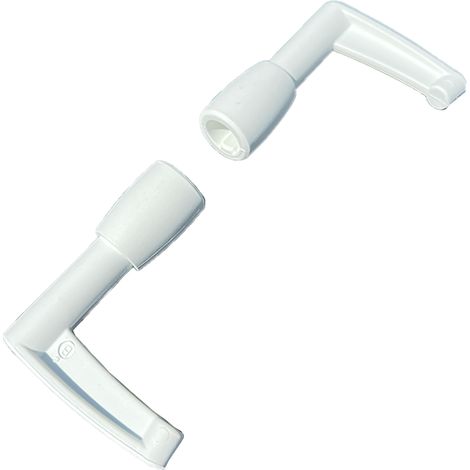 Lot de 2 embouts longs Haut et Bas pour tringle d'espagnolette - Pièces en composite robustes - Extérieur - Blanc (1/3)