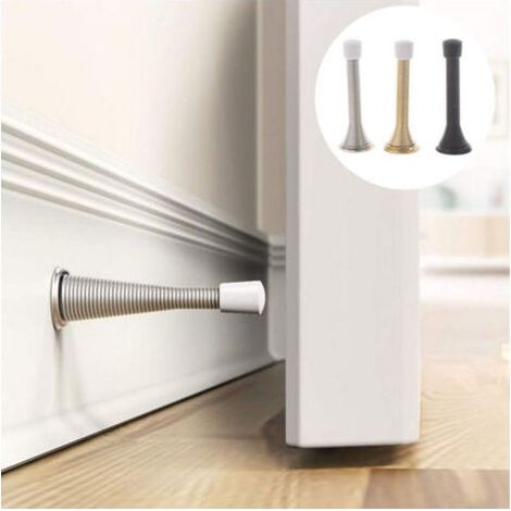 Butée De Porte - Ressort 80 mm - Murale Et Plinthe - Protection Porte Et Mur - 1 Pièce (1/2)