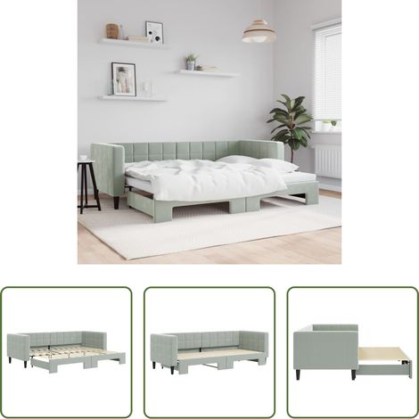 vidaXL Sofa-Bett - Tagesbett Ausziehbar Hellgrau 80x200 cm Samt (1/5)