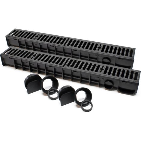 Wiltec Canale di scolo 2x1m con griglia per scarico acqua 25t Canaletta di drenaggio (1/5)