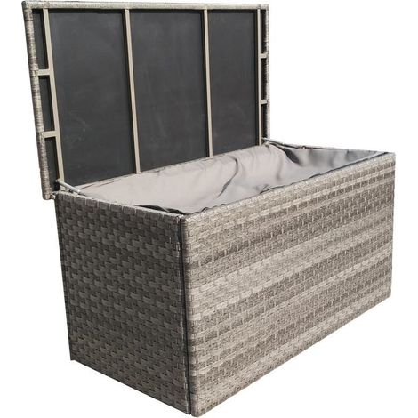 Signature Weave Wicker Medium Cushion Box Garden Storage Chest Cabinet Grey (1/3)