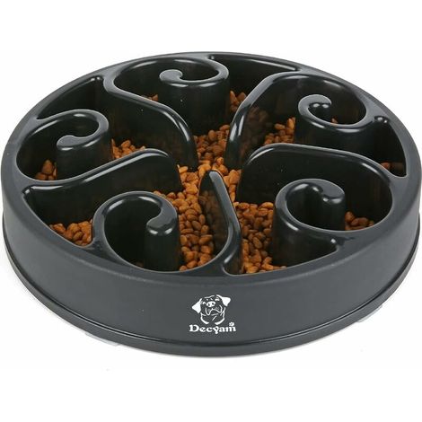 VURAHOME -Gamelle Anti Glouton Chien Gamelle d'alimentation Lente avec Base Antidérapante Favorise Une Alimentation Saine Et Une Digestion Lente (Small Medium, Noir) (1/5)