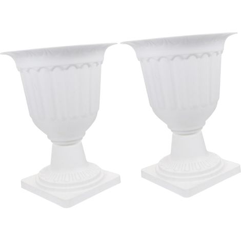 2 Pièces Pots Fleurs Plastique Vintage Étanches pour Balcon et Porche Décoration Extérieure (1/5)