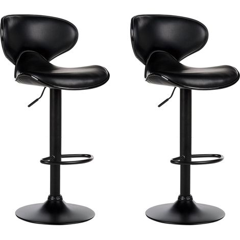 Set di 2 sgabelli moderni senza braccioli regolabili in altezza in ecopelle nero Conway II (1/5)