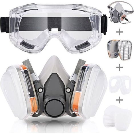 Masque de protection respiratoire réutilisable Faburo, anti-gaz, anti-poussière avec filtres pour peinture, poussière, particules, (1/4)