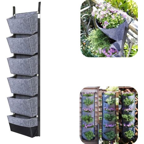 Sac de culture suspendu en feutre pour fraises et tomates - pot de plantation étanche et respirant, gris, 30 x 107 cm (1/5)