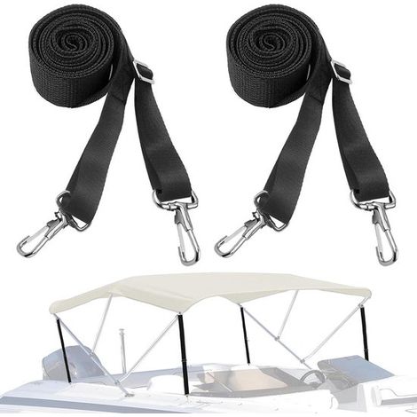 Correas para toldos de barco - Correas antitormentas para toldos - Sujeción de toldos - Longitud ajustable - 71-152 cm - Negro (1/5)