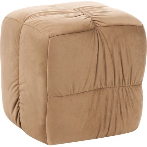 Pouffe Taupe Velvet Square 38 x 38 cm Footstool Accent Silky Upholstery Boho Living Room Bedroom Furniture TURLEY (1/5)