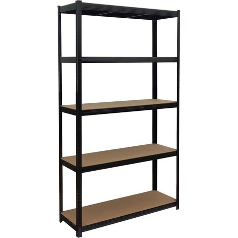 Étagère robuste à 5 niveaux, réglable, noire (1/5)