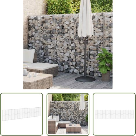 The Living Store Gabionenwand mit Abdeckung Verzinkter Stahl 900x30x200 cm - Gabionenwand - Stahlauskleidung - Gartenzubehör - Terrassenbegrenzung - Sichtschutz (1/5)