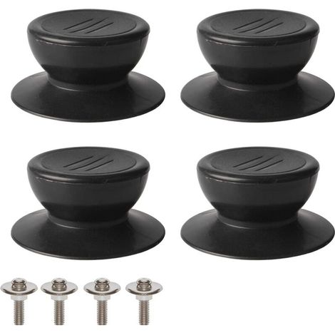 Bouton de couvercle 4 pièces – Poignée en verre noir – Remplacement pour casseroles et bouilloires – Installation facile et nettoyage rapide (1/4)