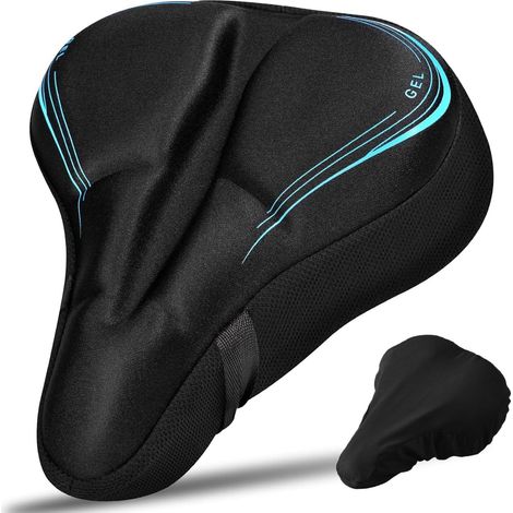 Housse de selle en gel pour VTT, vélo d'intérieur, araignées, ajustement universel, noir, imperméable, respirant, absorbant les chocs, antidérapant (1/5)
