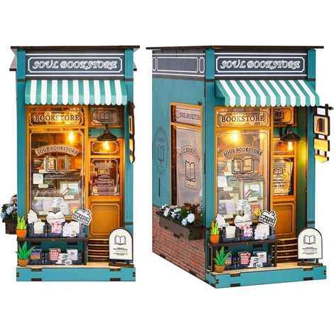 DIY Book Nook Kit, Mini Maison de Poupée DIY, Salle de Lecture de Livres, étagères Décoratives Faites Votre Propre Artisanat Maison Modèle Anniversaire et de Noël (Librairie Soul) (1/5)