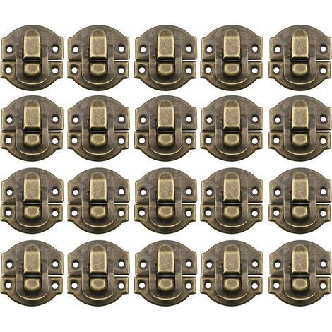 20Pcs Fermoir Métal Verrouillage Moraillon Vintage Boîte Porte Coque Coffre Fer Ensemble Loquet Tiroir Antique pour Armoire à Bijoux en Bois Décoratif (Bronze) (1/5)