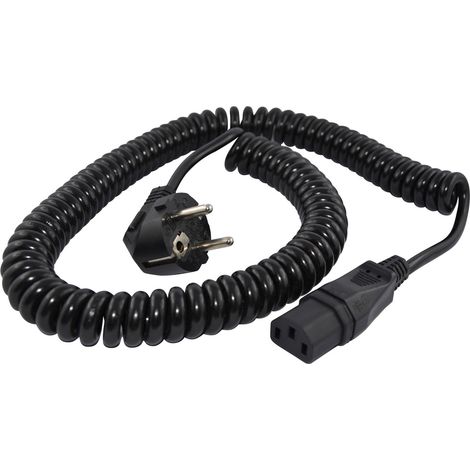 HAWA R6502 appareils IEC Câble de raccordement noir 1.6 m câble spiralé