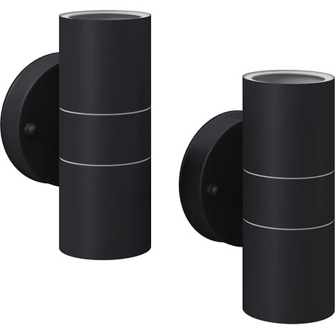 Set di 2 applique da esterno a LED dal design moderno 90 x 16 cm luce diffusa acciaio inox nero 020045870
