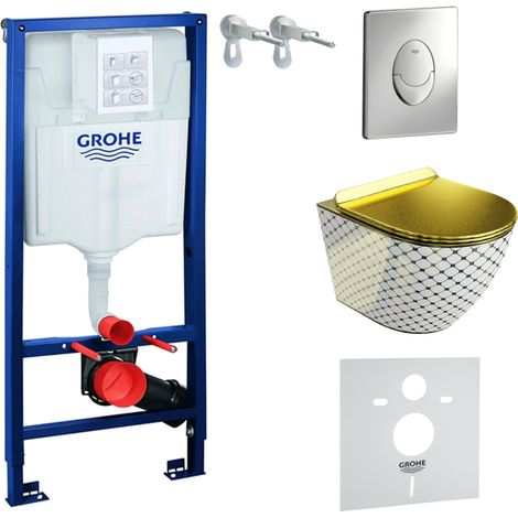GROHE WC Set mit Vorwandelement, Wand-WC und Spülknopf (1/5)