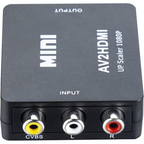 Adaptateur RCA vers HDMI, adaptateur AV Hdmi 1080P, convertisseur audio vidéo composite RCA CVBS AV vers HDMI. pour PS2/ Wii/Xbox/SNES/ N64/ VHS/magnétoscope DVD, prise en charge PAL/