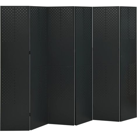 Maison Exclusive - Paravento a 6 Pannelli 2 pz Nero 240x180 cm in Acciaio (1/5)