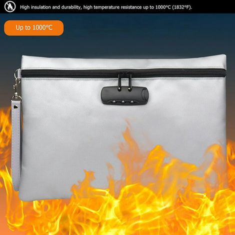 Feuerfeste Tasche für Dokumente und Geld, wasserdichter, tragbarer Safe mit Zahlenschloss für Banknoten und Akten (1/5)