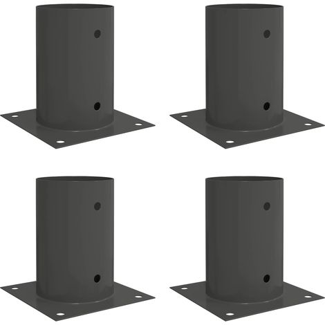 Round Ground Anchor 4 pcs Anthracite 15 x 15 x 15 cm Metal vidaXL