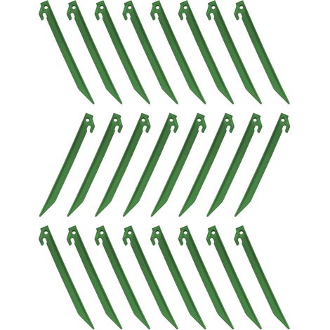 Lot de 24 piquets de tente en plastique de 230 mm, piquets de jardin, piquets d'auvent, piquets de camping (verts) (1/5)