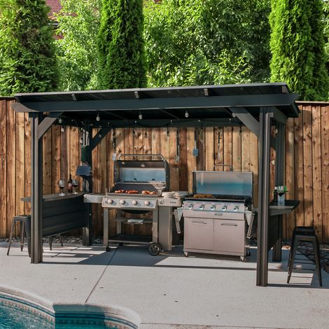 Backyard Discovery Rockport XL Galvanised Steel BBQ Outdoor Gazebo 3.9m x 2m (12.7ft x 6.5ft)