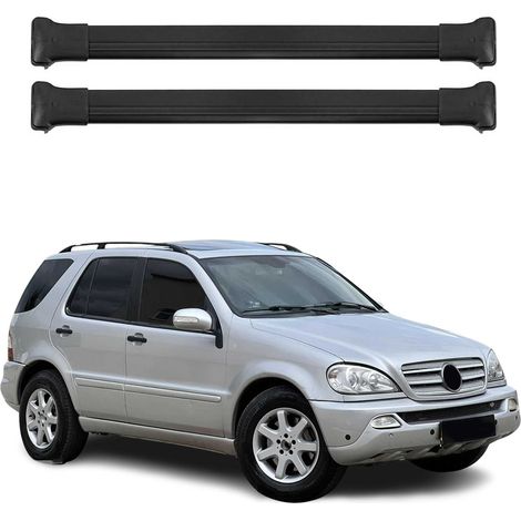 OMAC Barres de toit en aluminium pour Mercedes Classe M W163 1998-2005 – TÜV / DIN 75302:2019 – Charge max 75 kg – 2 barres Noir (1/4)