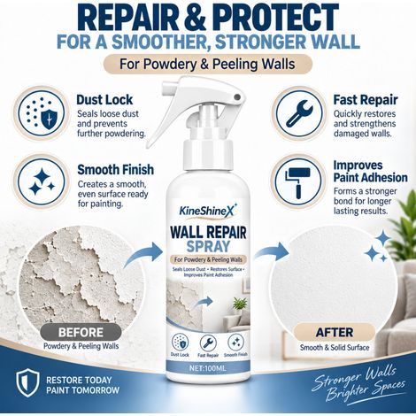 KineShineX Wandreparaturspray 100ml - Für Wände, die pudrig und abblätternd sind und bei der Renovierung alter Wände versiegelt und verstärkt werden müssen. (1/4)