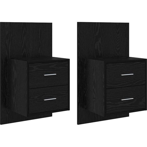 Maison Exclusive - Mobiletto da comodino a parete con cassetto 2 pcs Rovere Nero