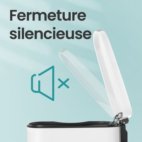 Poubelle de cuisine à pédale 42,5 x 31,8 x 65,7 cm anti-odeur fermeture douce design moderne en acier blanc (1/2)
