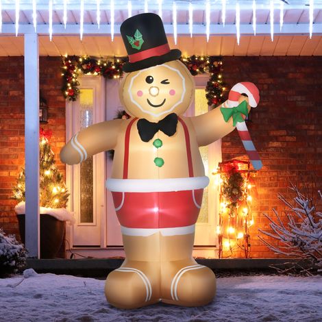 Figurines de Noël gonflables, bonhomme en pain d'épice gonflable, 2 m, avec gonfleur, multicolore (1/5)