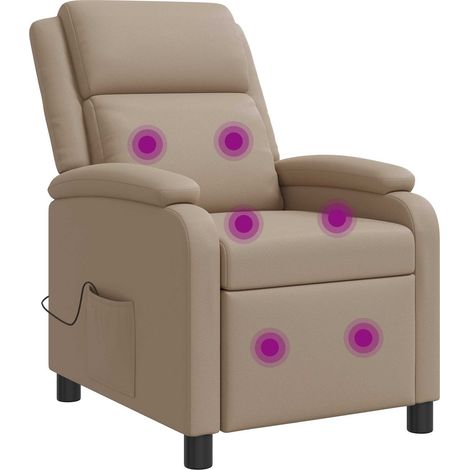 Massage Recliner Cappuccino Faux Leather vidaXL
