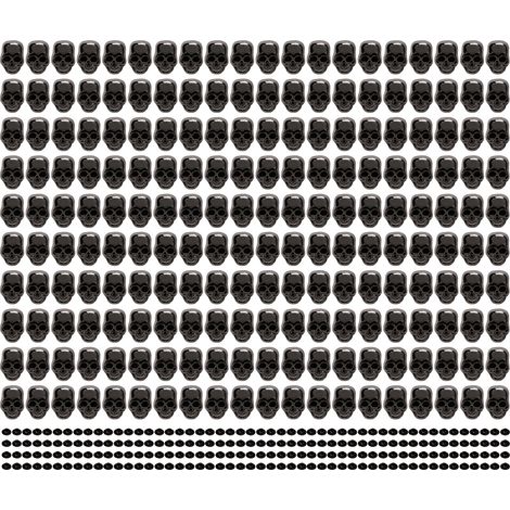 200 Rivets Crâne Style Gothique, Accessoires à Clous Têtes de Mort pour Customisation de Chaussures, Vêtements et Sacs, Argent et Noir (1/5)