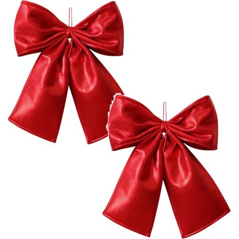 Bow - Velvet Fabric - 35 x 13 cm - Double-Sided Decorative Bow for Christmas Tree Gift Wrapping Door Wreath Window Wall Decoration - 2 Pieces (1/5)