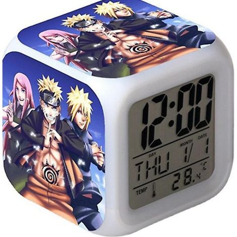 Naruto Digitalwecker (C), Quadratischer Wecker mit bunten Lichtern