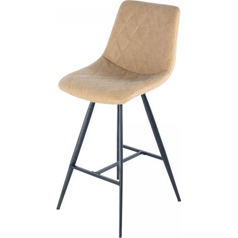 Tabouret de bar semi artisanal LOT DE 2 ITI 58x48 taupe et noir (1/5)