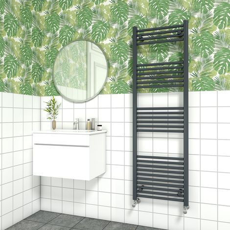 Bathroom Straight Heated Towel Rail Radiator Ladder Warmer Heating Anthracite 1600x500mm
