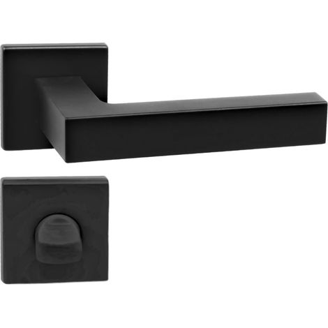 DOMINO Poignée de porte YORK QR Noir WC Poignée avec rosace WC Noir (1/5)