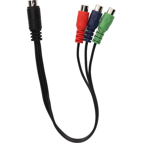 Câble adaptateur MINI DIN 9 broches mâle vers 3 RCA femelle pour vidéo RGB, 30 cm (1/5)
