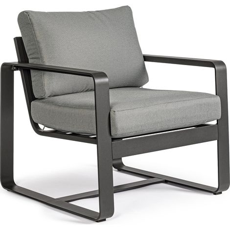Poltrona "Merrigan" in alluminio verniciato a polvere da giardino e veranda -Antracite (1/10)