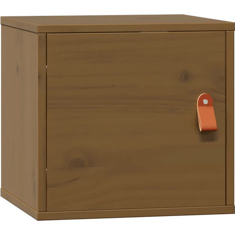 Armoire murale en bois de pin massif 31,5 x 30 x 30 cm pratique style rustique décoratif en bois marron miel (1/5)